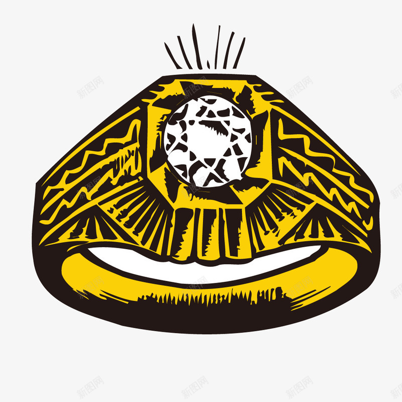 复古手绘黄色钻石戒指png免抠素材_新图网 https://ixintu.com 复古 戒指 手绘 钻石 黄色