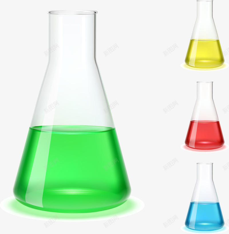 试剂瓶矢量图eps免抠素材_新图网 https://ixintu.com 化学工具 化学用品 绿色液体 矢量图