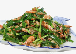 韭菜炒河虾素材
