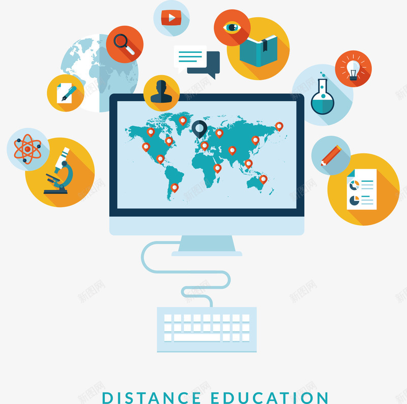 扁平化互联网科技研究png免抠素材_新图网 https://ixintu.com 互联网教育 信息 全球 扁平化 效果图 教育 电脑 矢量素材 知识 知识储备量 科技研究 网络培训 艺术 计算机ppt 计算机培训 设计