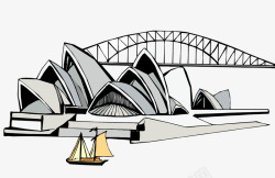 手绘澳洲悉尼歌剧院旅游景点高清图片