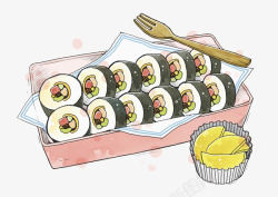 寿司盒子盒子里的寿司高清图片
