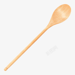 木质长柄棕色长柄的木汤勺实物高清图片