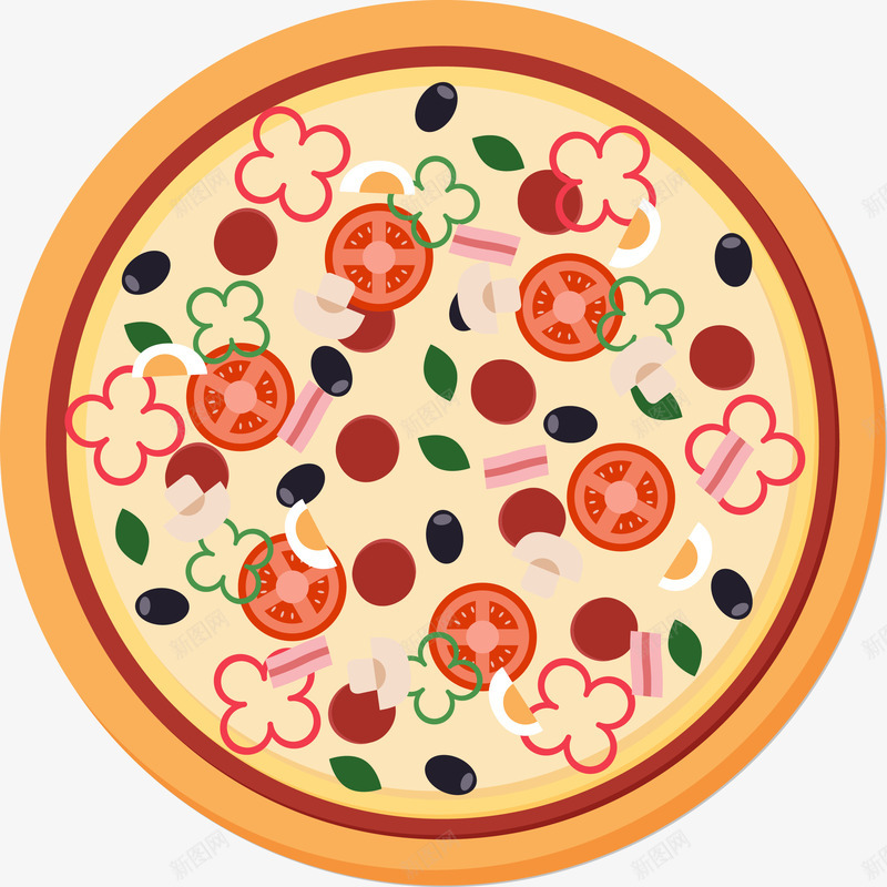 披萨矢量图ai免抠素材_新图网 https://ixintu.com pizza 外卖 意大利美食 美食 食物 矢量图