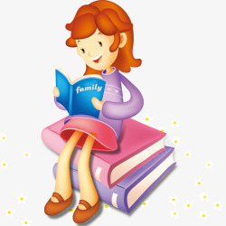 腰凳儿童看书的小女孩高清图片