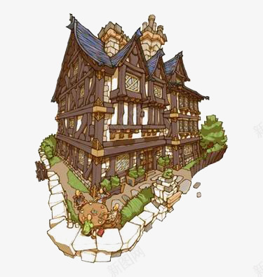 手绘复古房子png免抠素材_新图网 https://ixintu.com 建筑插画 手绘房子 欧式复古建筑
