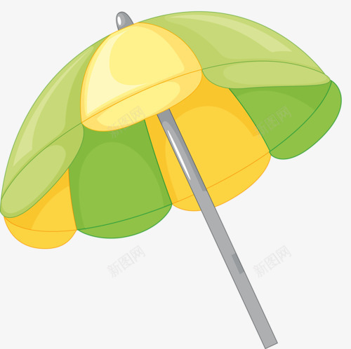 沙滩绿伞png免抠素材_新图网 https://ixintu.com 卡通 沙滩 绿色 雨伞