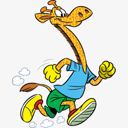 卡通可爱奔跑长颈鹿素材