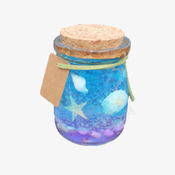 心愿瓶软塞蓝色海洋海星透明玻璃心愿瓶高清图片