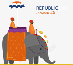 印度国庆日印度风格大象海报矢量图高清图片