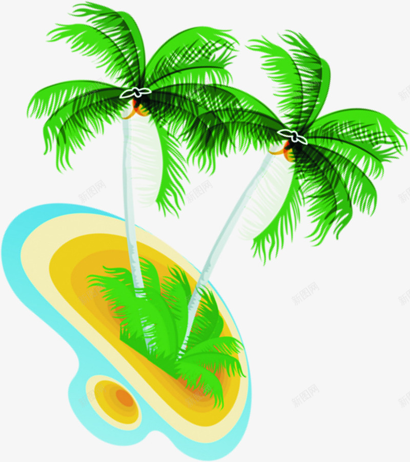 夏日海报卡通椰子树沙滩png免抠素材_新图网 https://ixintu.com 卡通 夏日 椰子树 沙滩 海报