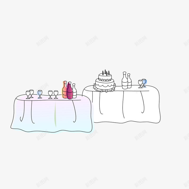 婚礼的餐桌手绘png免抠素材_新图网 https://ixintu.com 婚礼 婚礼的餐桌手绘 手绘 餐桌