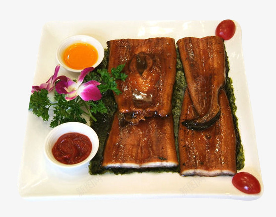 香烤鳗鱼png免抠素材_新图网 https://ixintu.com 产品实物 海鲜 烤 美味 菜肴 酱汁 鳗鱼