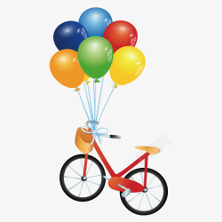 儿童两轮自行车自行车和飞翔的气球高清图片