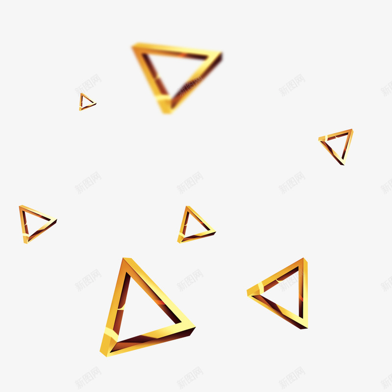 金色三角形立体元素png免抠素材_新图网 https://ixintu.com 几何 图形 金色三角形 多边形 立体素材 金色