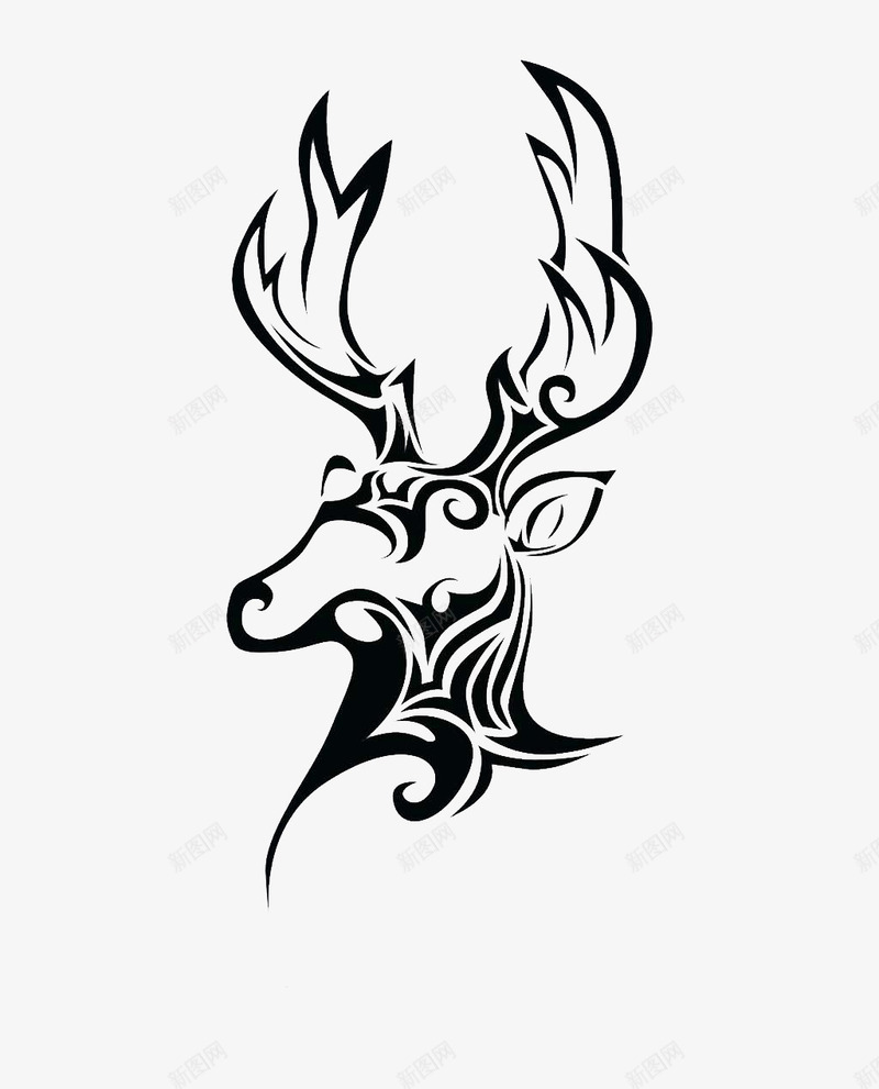 小鹿头图案png免抠素材_新图网 https://ixintu.com 剪纸 小鹿 素描鹿头 鹿头 鹿头像 黑色