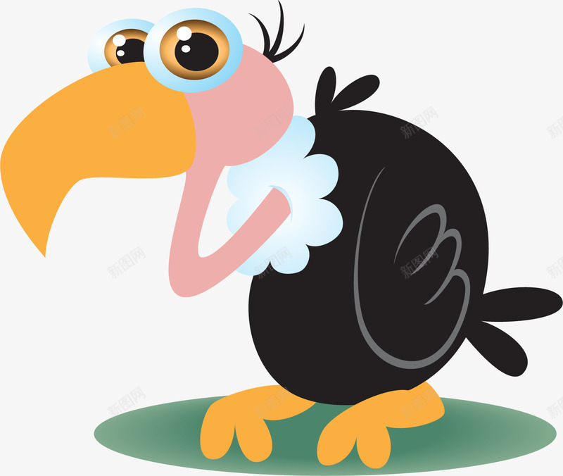 可爱黑色秃头鸵鸟png免抠素材_新图网 https://ixintu.com 动物 卡通 可爱 扁平 秃头 鸟类 鸵鸟