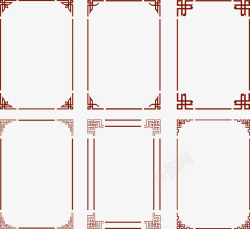 中国风半方框6款红色中国风边框高清图片