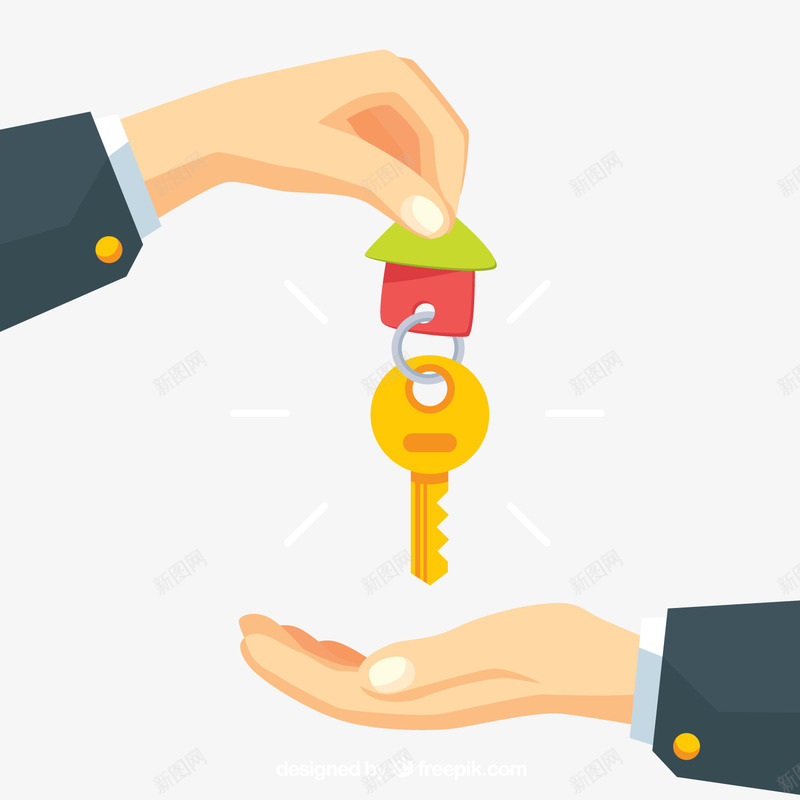 创意拿房屋钥匙的手臂png免抠素材_新图网 https://ixintu.com 卡通手臂 卡通钥匙 拿着钥匙的手臂 背景装饰