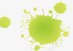 春天黄绿色缤纷墨迹装饰素材