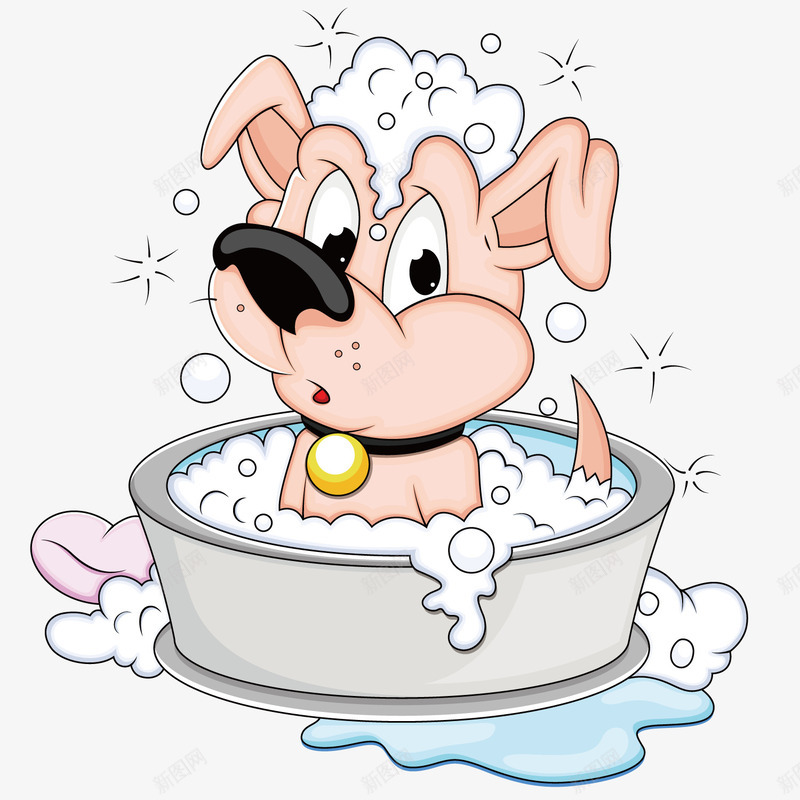 洗澡的小狗png免抠素材_新图网 https://ixintu.com 小狗 洗澡 洗澡泡沫