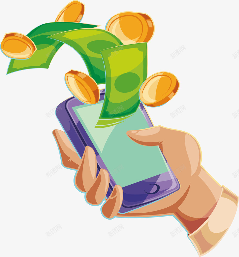 用手机支付png免抠素材_新图网 https://ixintu.com 便捷支付 手机付款 手机支付 手机银行 电子钱包 矢量png