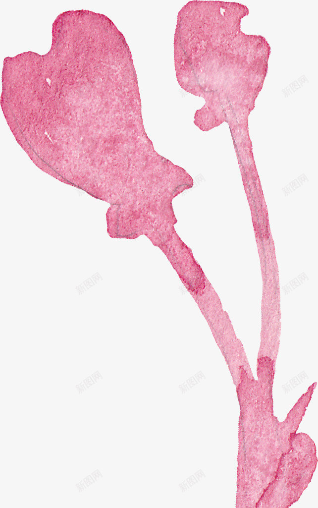 水彩风粉色一株花png免抠素材_新图网 https://ixintu.com 手绘 植物 粉色 花朵