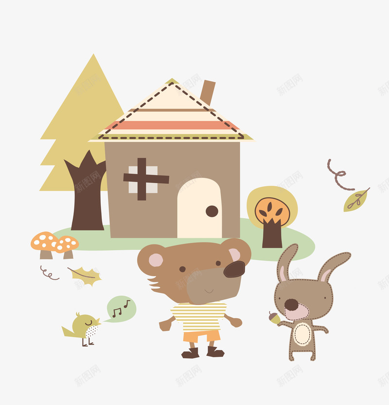 动物的家png免抠素材_新图网 https://ixintu.com 动物 卡通 房子