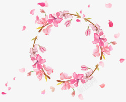 春天心形花环装饰樱花边框高清图片