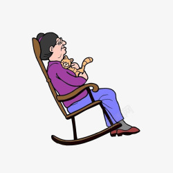 椅上抱着猫咪睡觉的老太太高清图片