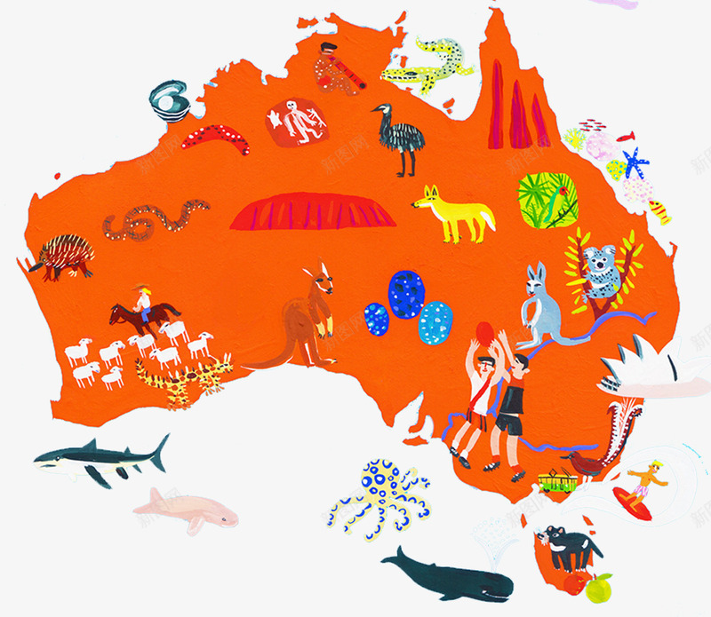 澳大利亚旅游景点png免抠素材_新图网 https://ixintu.com 世界名胜 旅游 澳大利亚地图 袋鼠
