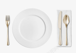 白色和金色餐具素材