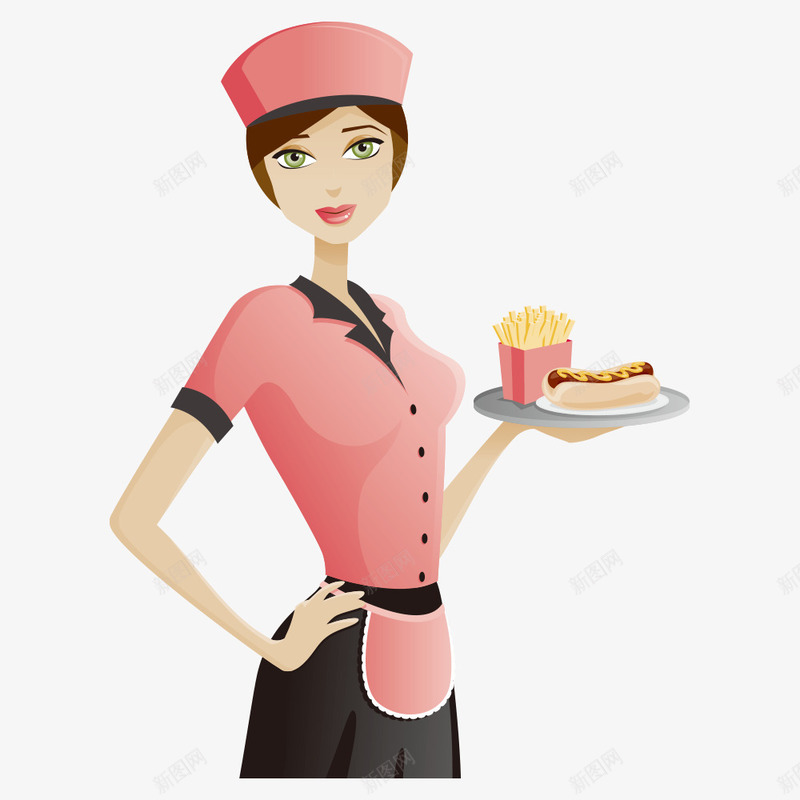 服务员png免抠素材_新图网 https://ixintu.com 人物 卡通人物 手绘服务生 服务员 服务生 服务行业