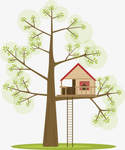 树上的房子手绘树上的房子高清图片
