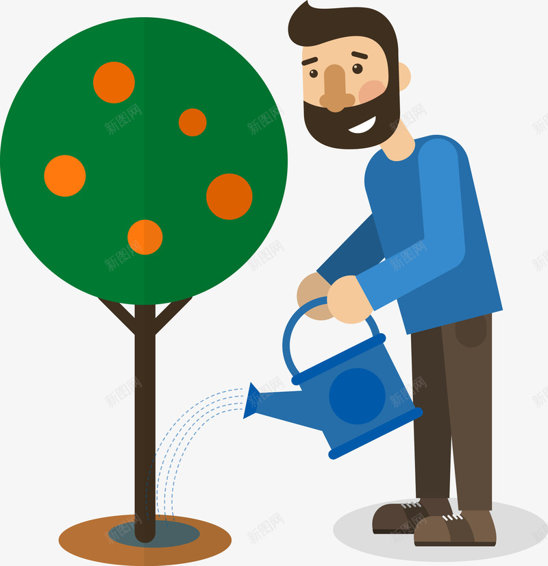 男人给树浇水png免抠素材_新图网 https://ixintu.com 植树 浇水 男人 种树