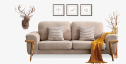 灰色沙发简洁灰色沙发抱枕装饰高清图片