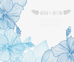 波线边框线稿蓝色花朵边框装饰矢量图高清图片