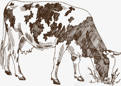 吃奶酪奶牛吃草矢量图高清图片