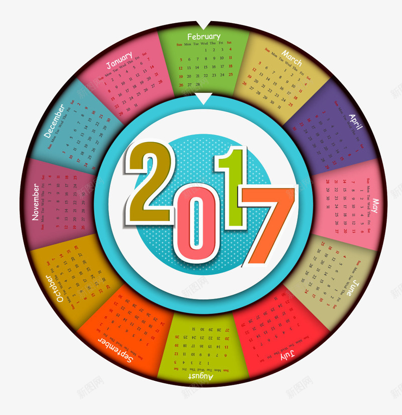 圆形2017年台历png免抠素材_新图网 https://ixintu.com 台历 鸡年 鸡年台历 鸡年挂历 鸡年日历