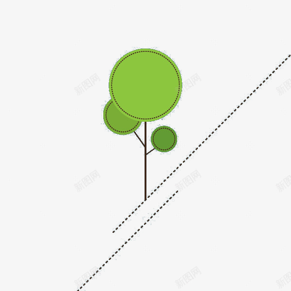 简洁断续线绿色树木psd免抠素材_新图网 https://ixintu.com 断续 树木 简洁 绿色