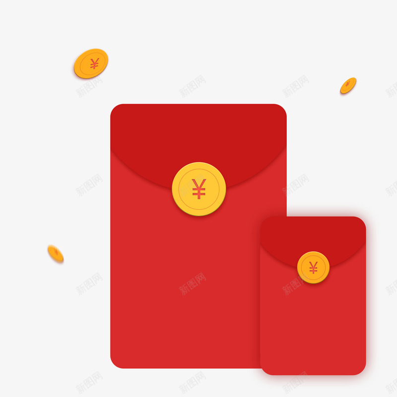 新年红包金币psd免抠素材_新图网 https://ixintu.com 新年红包 新年红包金币素材设计 红包设计 金币素材