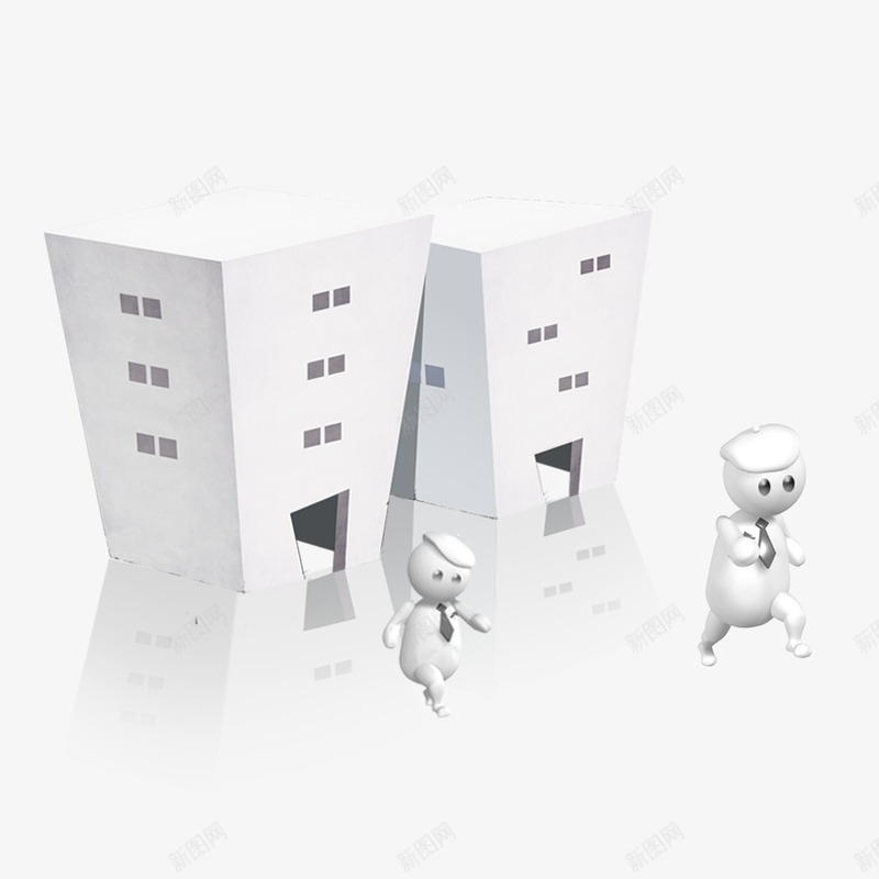 白色房屋模型psd免抠素材_新图网 https://ixintu.com 小人儿 建筑 房屋 童话 绘画