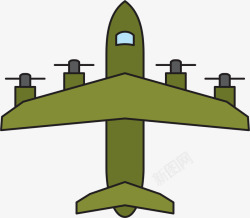 军绿色卡通轰炸机矢量图素材