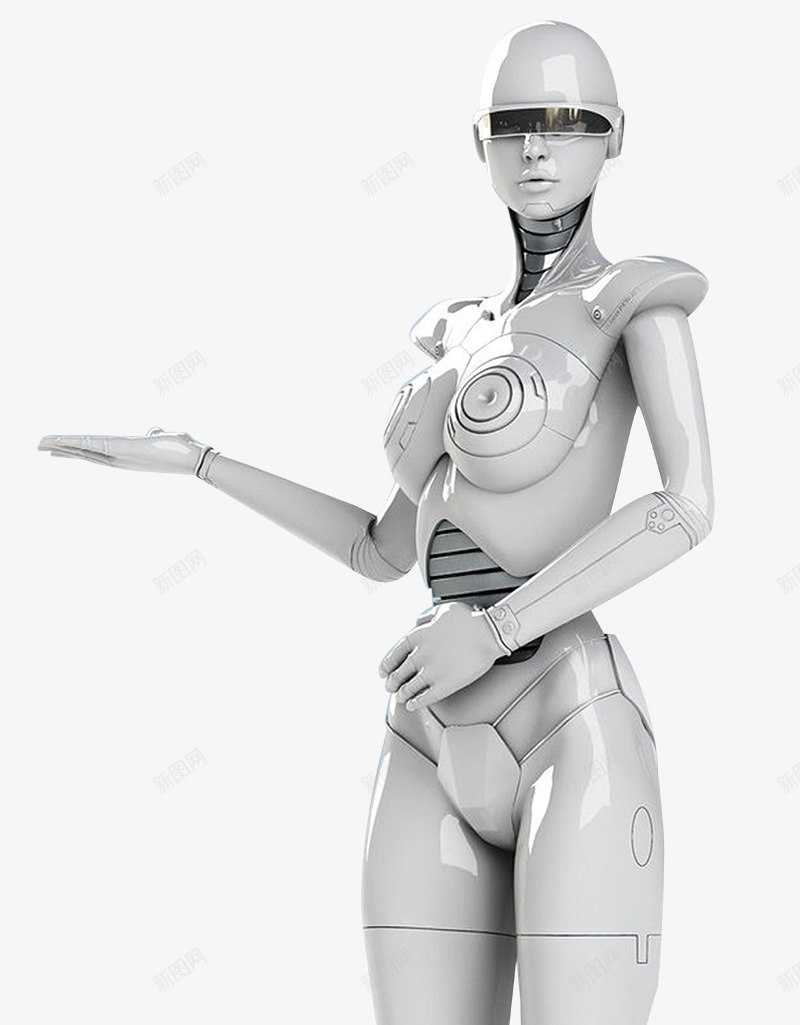 未来机器人psd免抠素材_新图网 https://ixintu.com 女性 帅气机器人 智能 服务 科技
