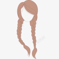 棕色长头发两条棕色麻花辫矢量图高清图片