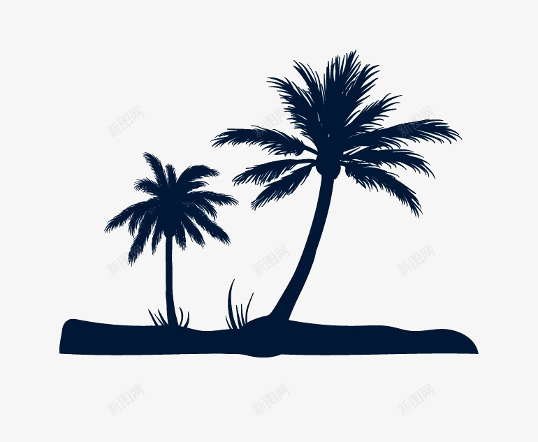 椰子树剪影png免抠素材_新图网 https://ixintu.com 剪影 椰子树 沙滩 黑色