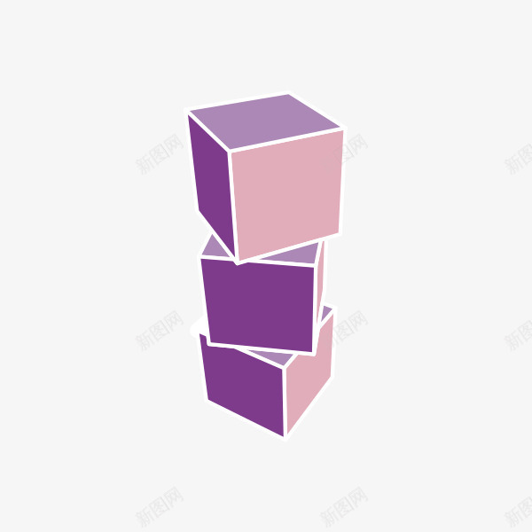 三个摞在一起的盒子png免抠素材_新图网 https://ixintu.com 手绘 抽象 紫色系 装饰