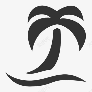 海边沙滩椰子树图标图标