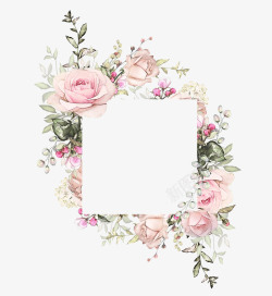月季花粉色淡雅月季花方形边框高清图片
