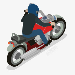 男孩骑摩托车奔驰矢量图素材